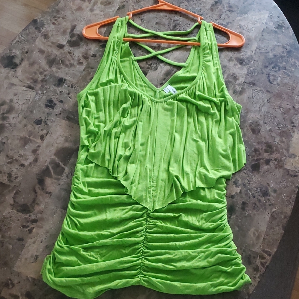 Studio Y Lime Green Gathered Top
